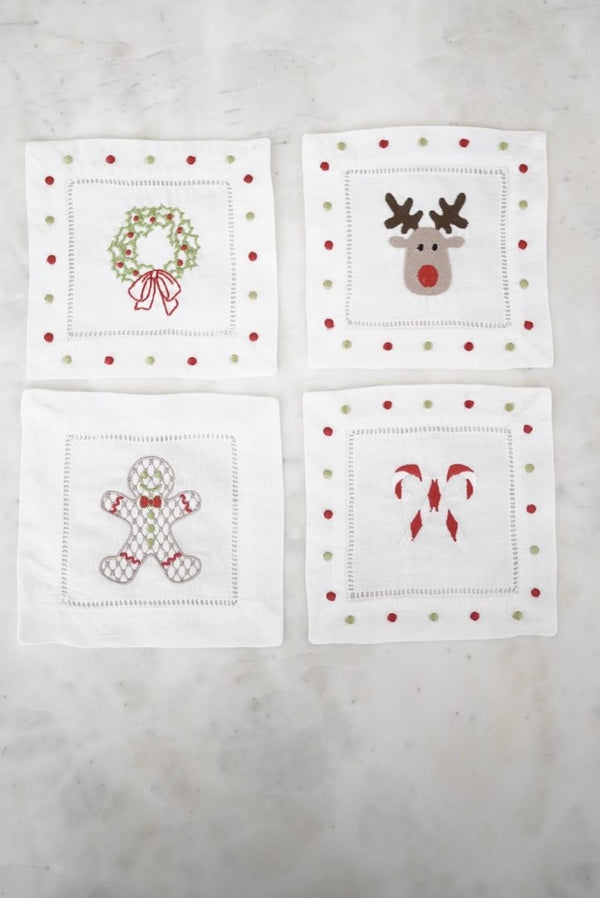 Reindeer cocktail napkins - Set of 4