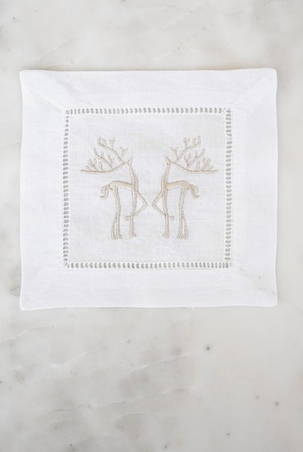 Elegant reindeer cocktail napkins - Set of 4