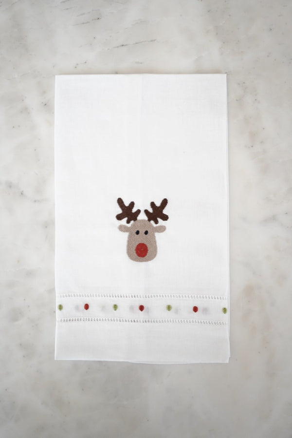 Reindeer Linen Hand Towel
