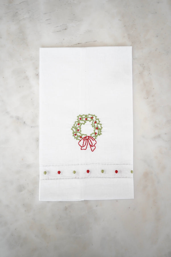 Wreath Linen Hand Towel