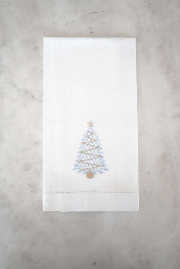 Light Blue Dimensional Christmas Tree Hand Towel