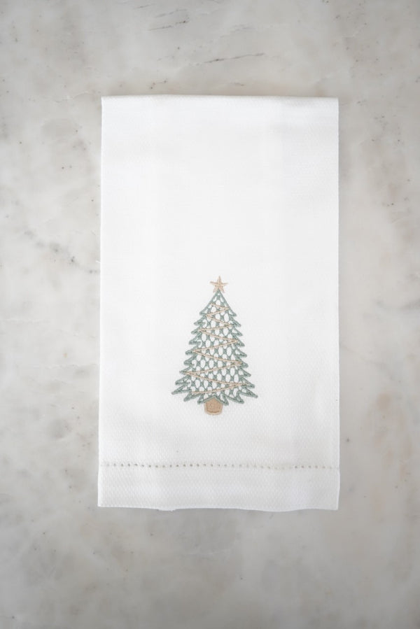 Light Green Dimensional Christmas Tree Hand Towel