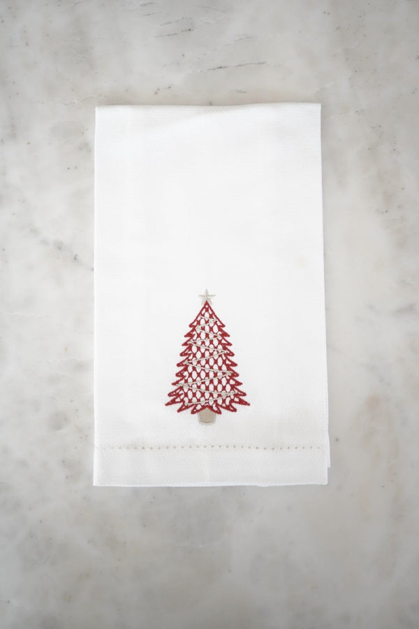 Red Dimensional Christmas Tree Hand Towel